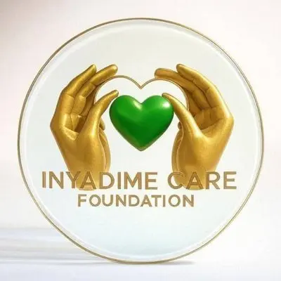 Inyadime Care Foundation logo: golden hands holding a green heart